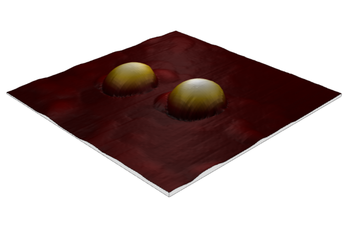 topografia 3D di nanoparticelle sferiche di polistirene